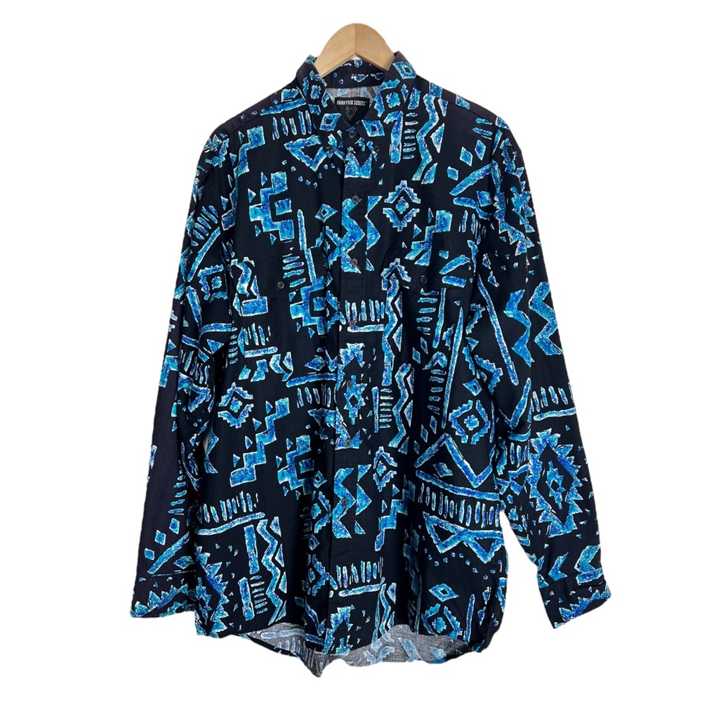 Vintage Wrangler Frontier Series Western Button-Down
Shirt XL Tall Colorful